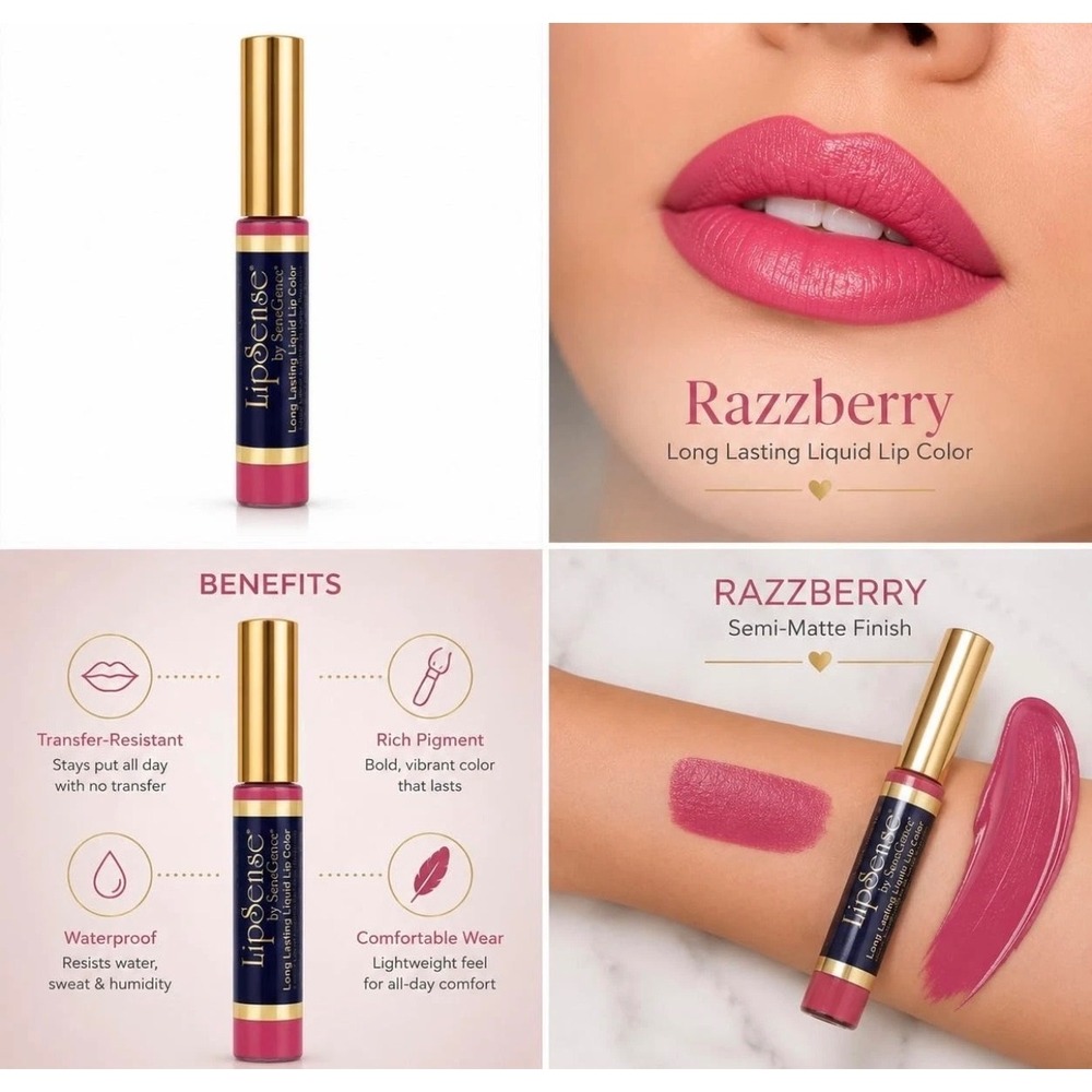 LipSense Liquid Lip Color Nude Mauve Ice Razzberry Diamond Kiss Gloss Set 0.25oz - Picture 6 of 8